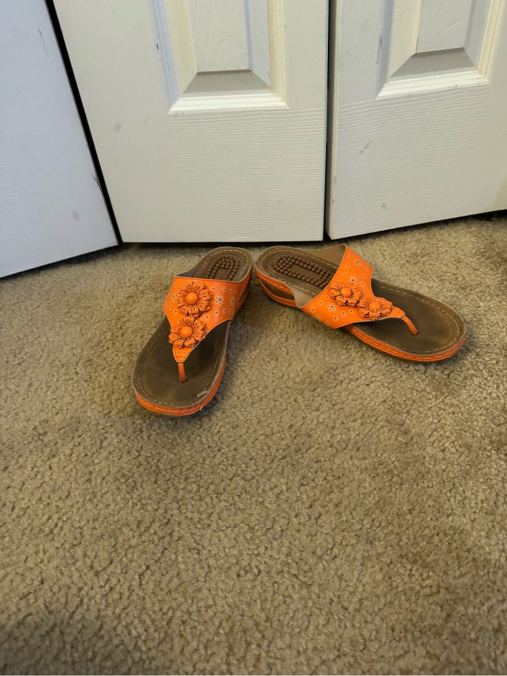 Women’s Orange Floral Thong Sandals - Women’s